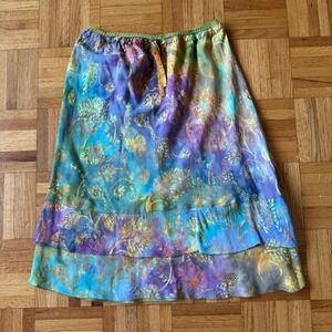 vintage eclectic santiki batik tiered midi skirt